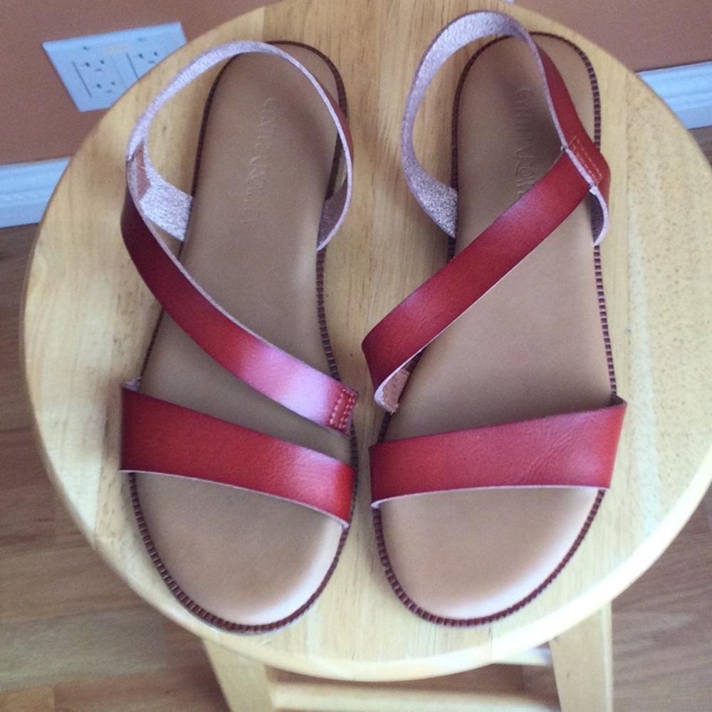 Cynthia Rowley Women's Leather Sandals Size 8.5 Burgundy